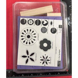 Stampin Up in the Spotlight Flower Floral Wood Mounted Rubber Stamp Set